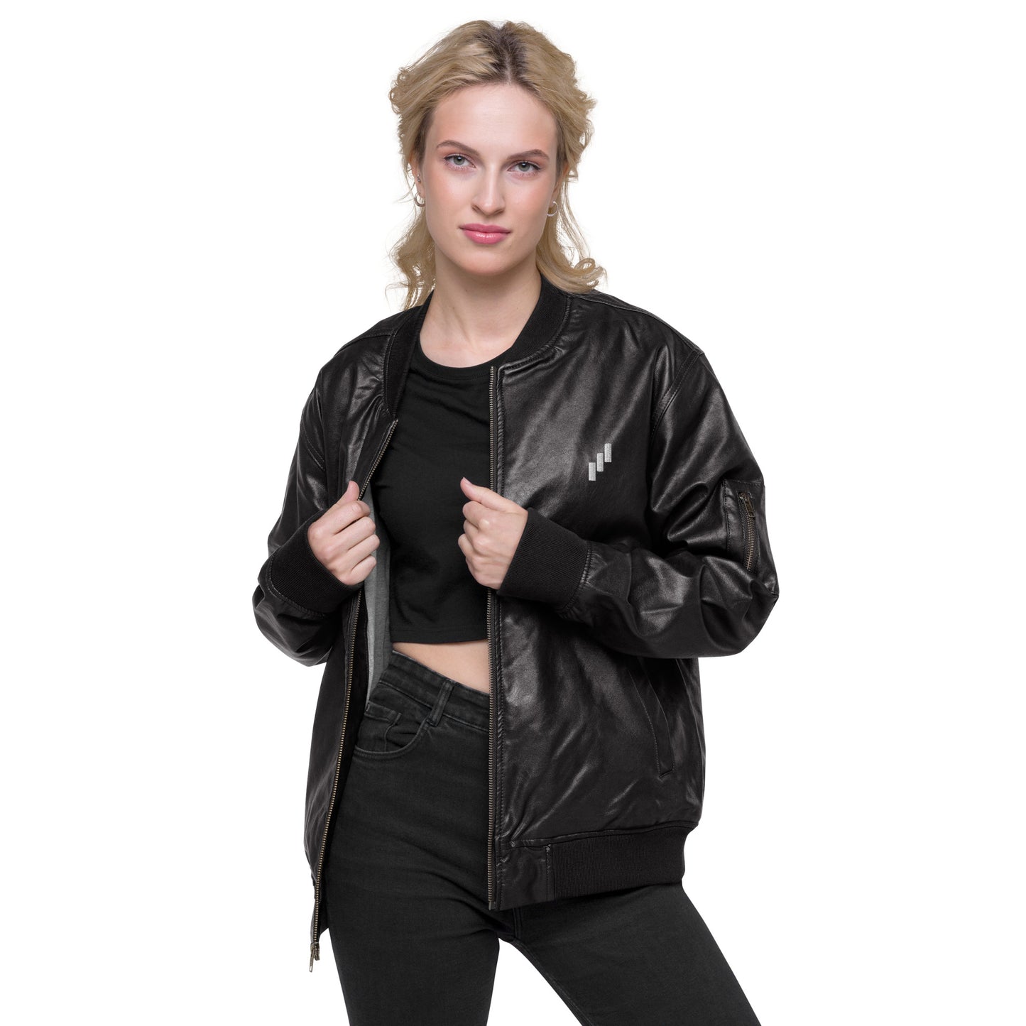 The North Trade Women's Leather Bomber Bullish Jacket