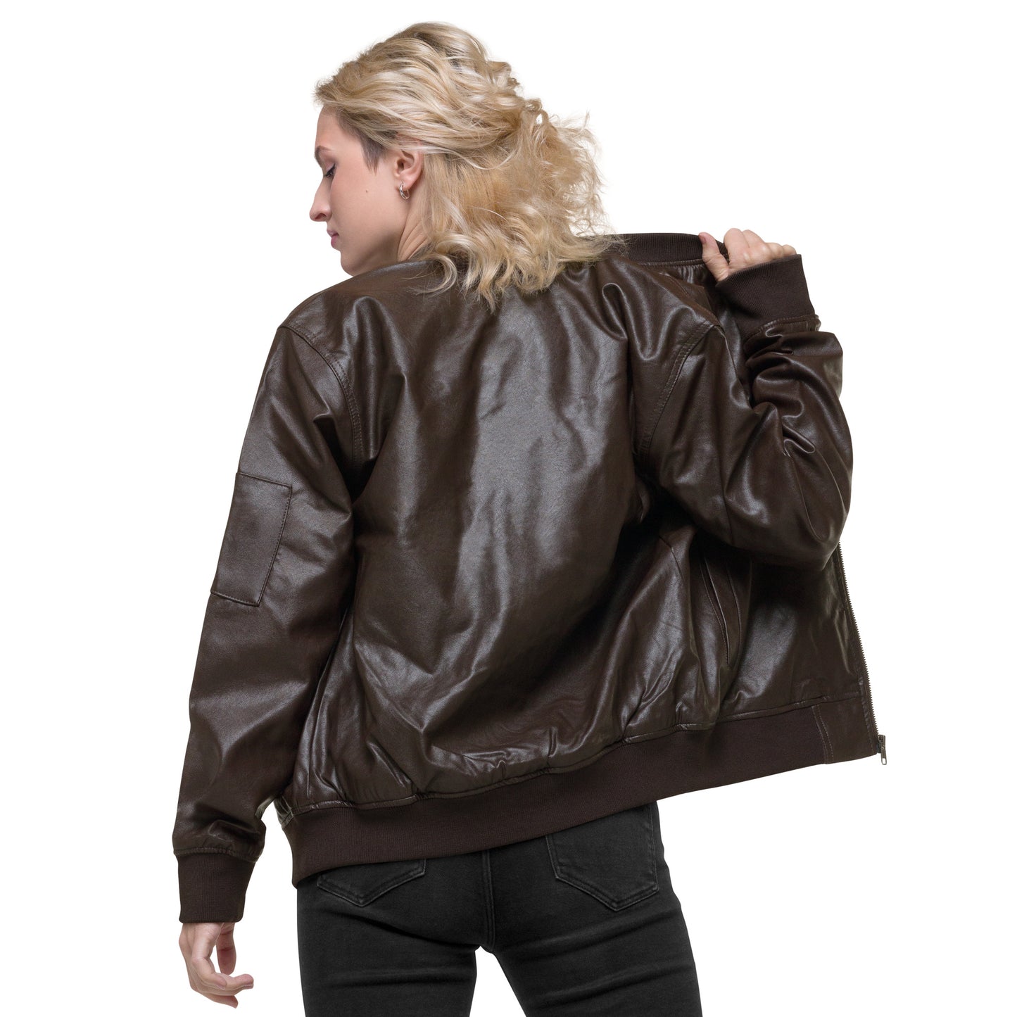 The North Trade Women's Leather Bomber Bullish Jacket