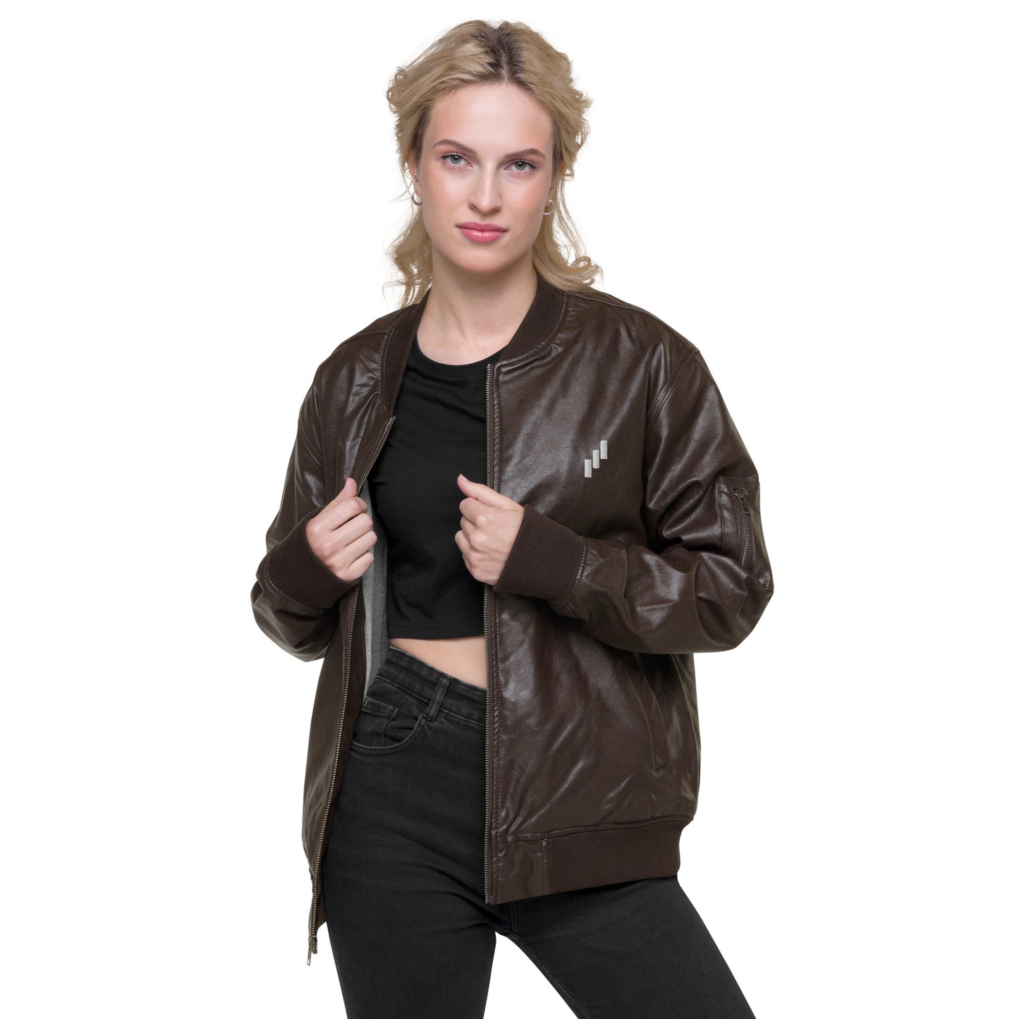 The North Trade Women's Leather Bomber Bullish Jacket
