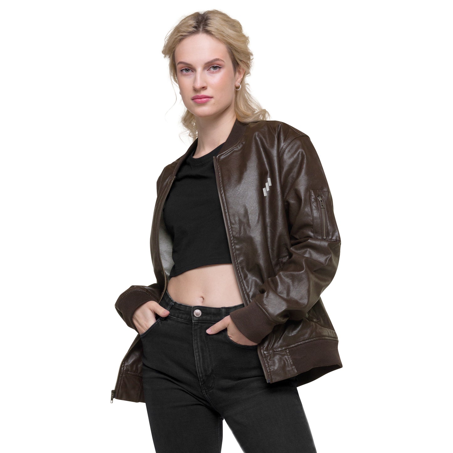 The North Trade Women's Leather Bomber Bullish Jacket