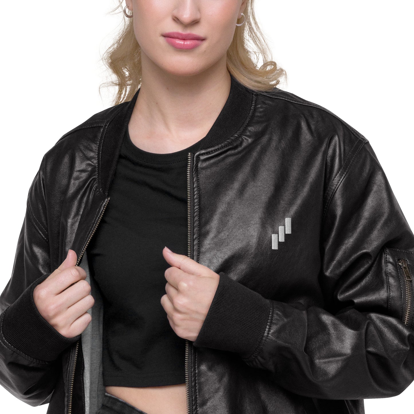The North Trade Women's Leather Bomber Bullish Jacket